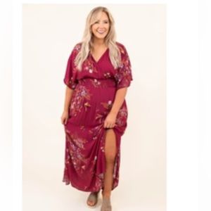 Chic Soul - In A Dreamlike State Maxi Dress, Magenta